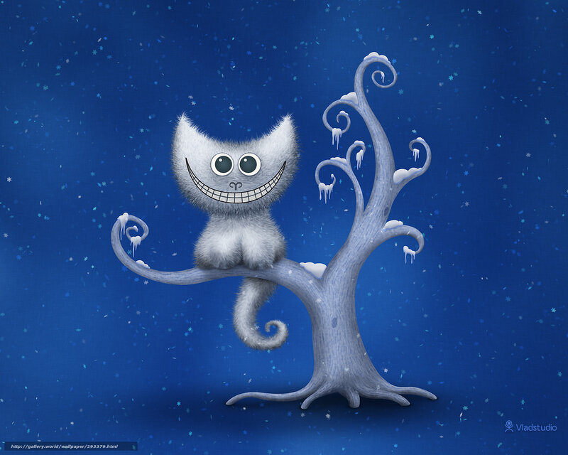 Cheshire Cat on a Snowy Tree