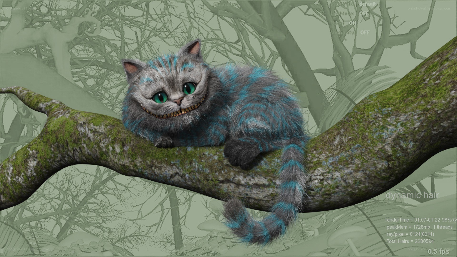Cheshire Cat on a tree branch