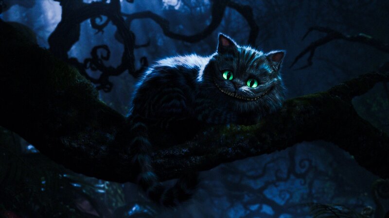 Cheshire Cat on Branch — Blue