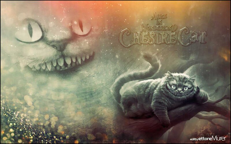 Cheshire Cat on Branch — Gray, Dreamy
