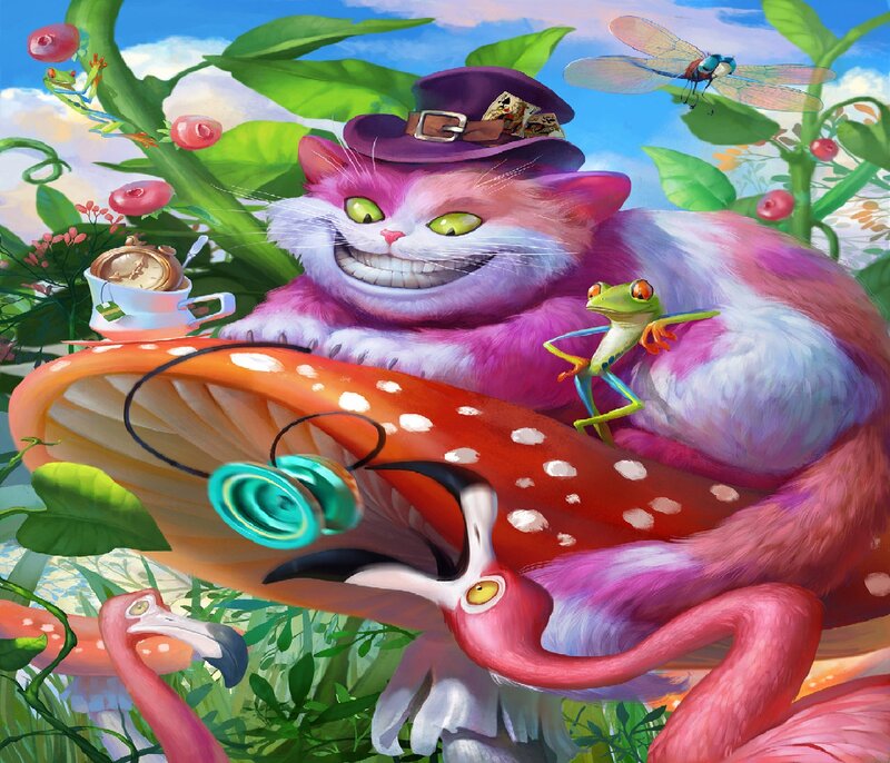 Cheshire Cat on Mushroom