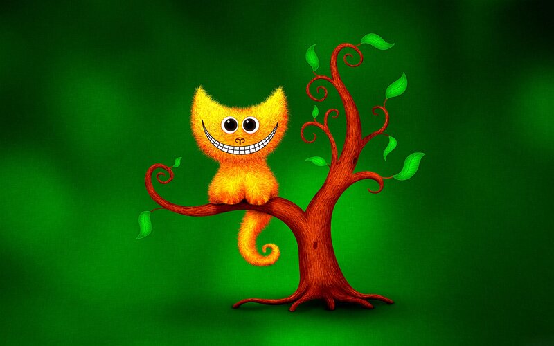 Cheshire Cat on Tree — Green