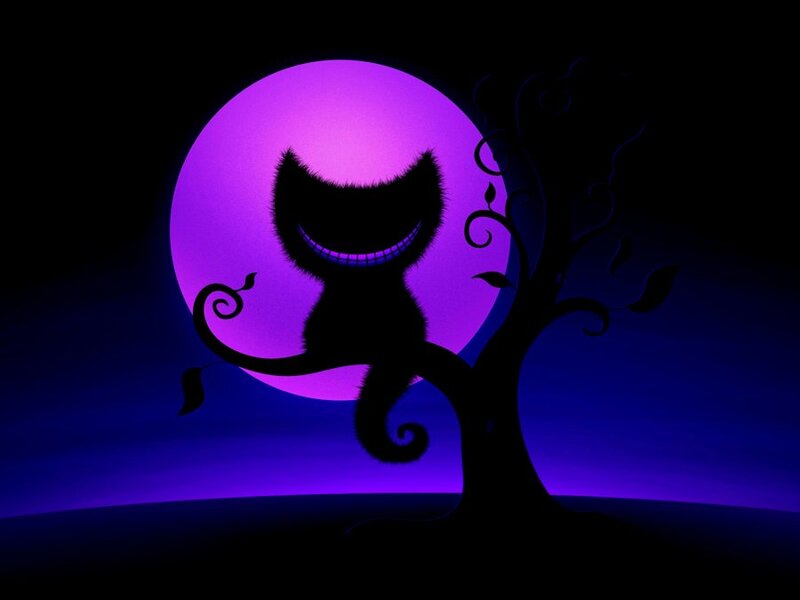 Cheshire Cat Silhouette — Purple