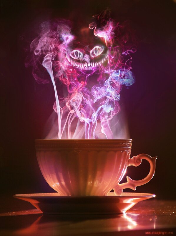 Cheshire Cat steam in a teacup