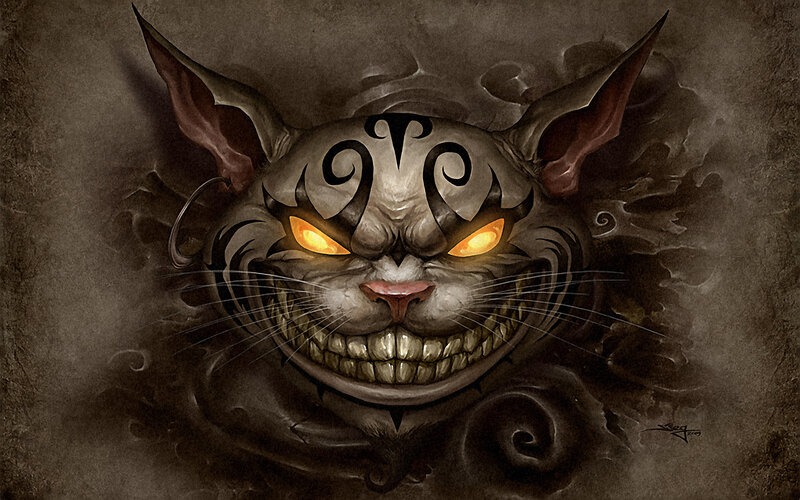 Cheshire Cat with glowing eyes