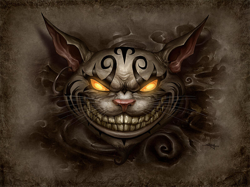 Cheshire Cat with glowing eyes