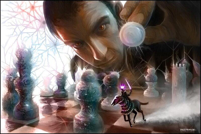 chess battle with knight