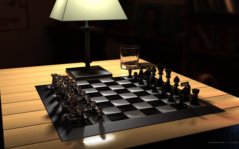 chess game under lamp light