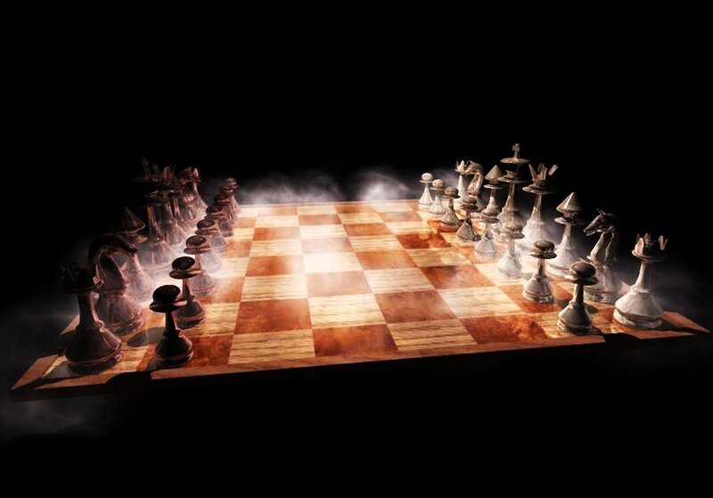 chess game with smoke effect