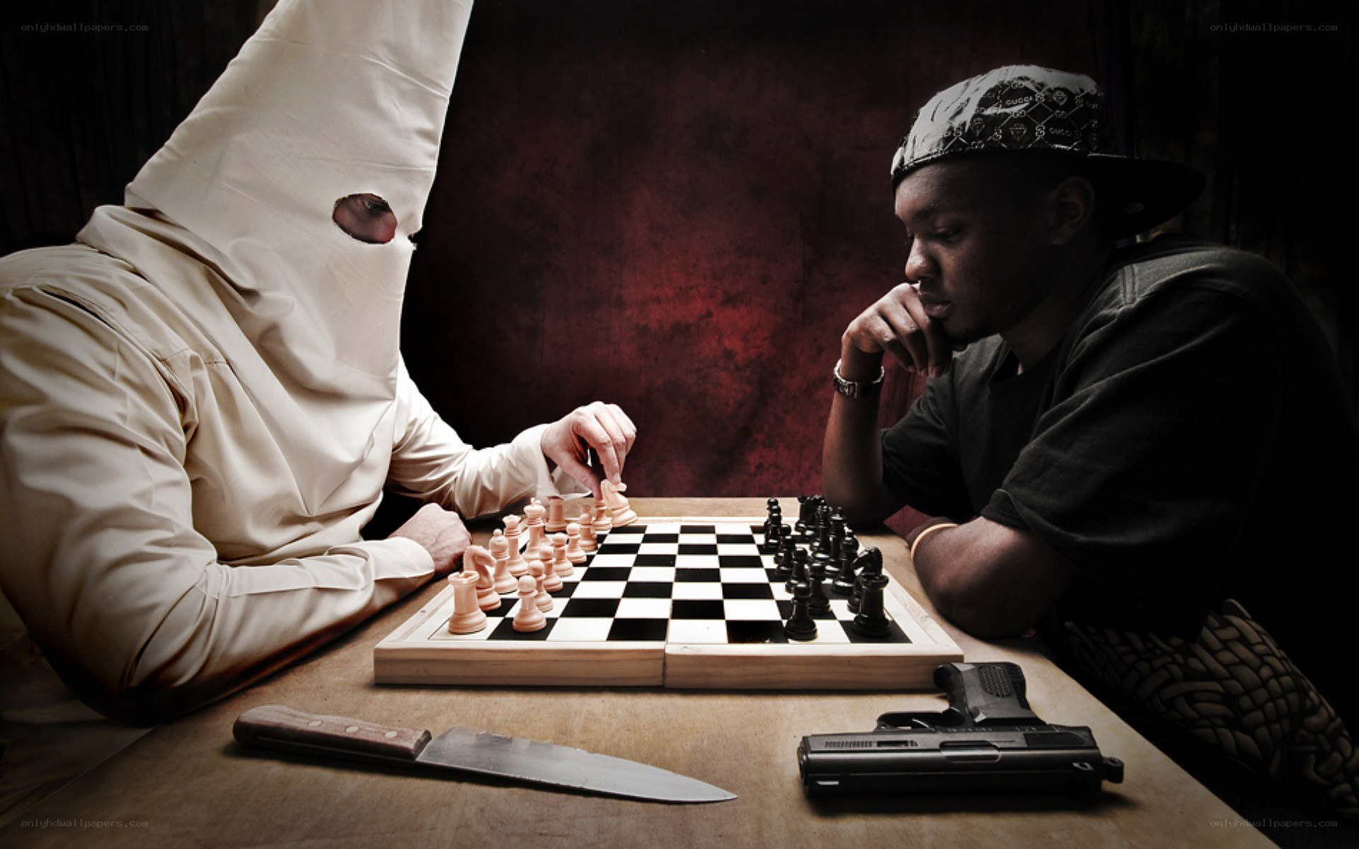Chess game with symbolic figures