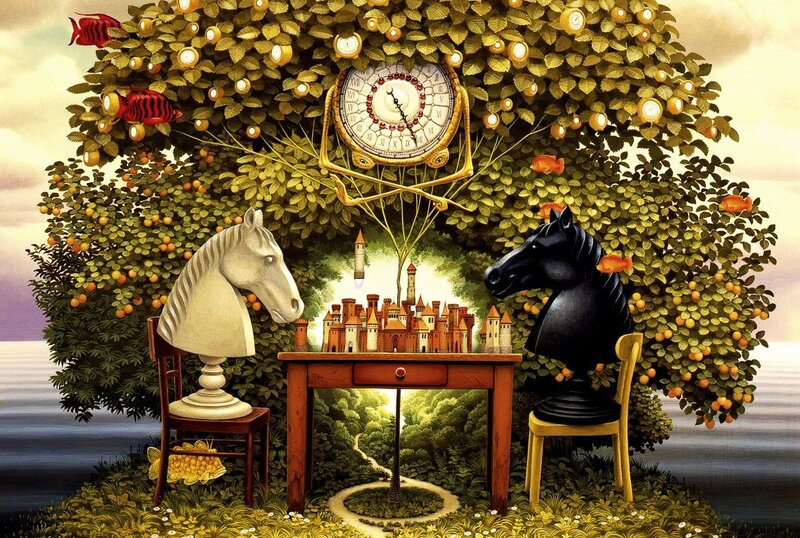 Chess Horses at Table