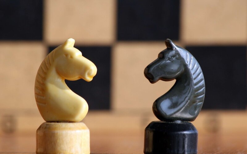 chess knights facing off