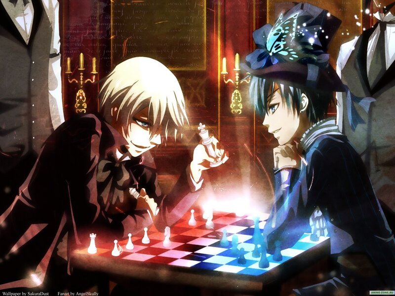 Chess match between two anime characters