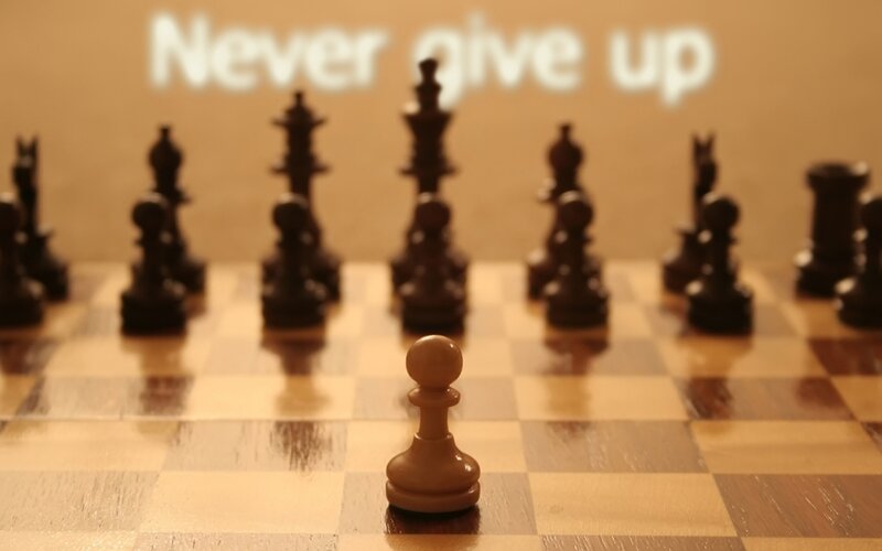 Chess Pawn on Board — Brown, Determined, Photograph