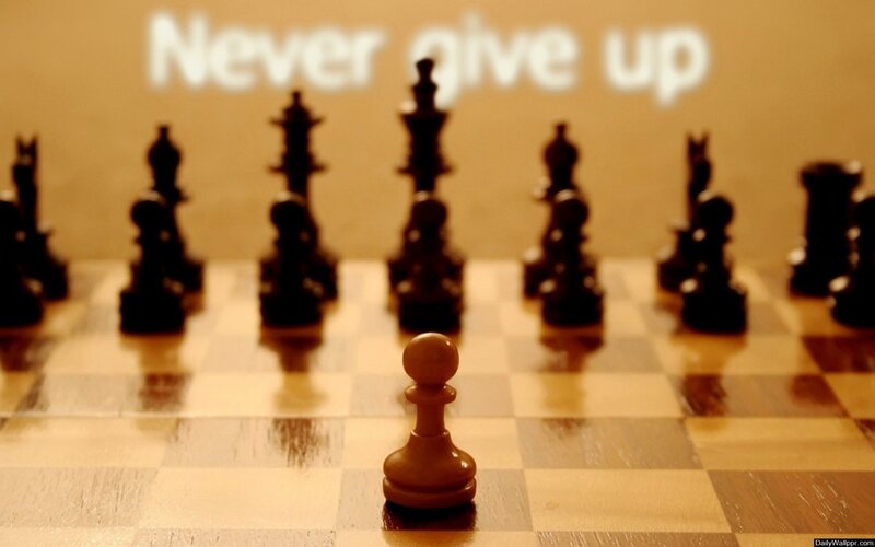 Chess Pawn on Board — Brown, Determined