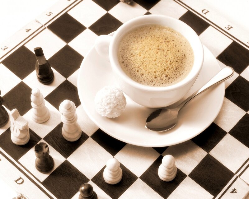 Chess Pieces and Coffee