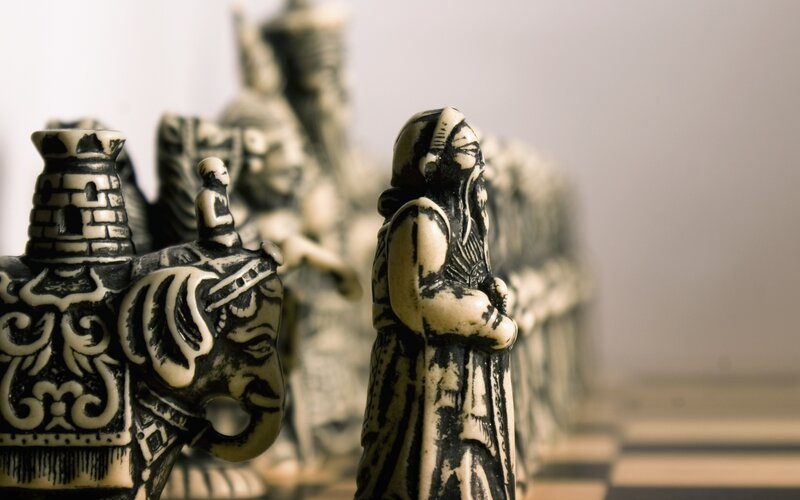 chess pieces in focus