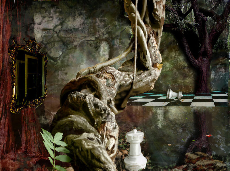 Chess Pieces in Forest
