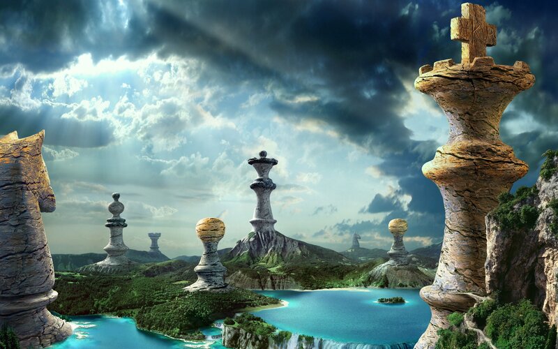 Chess pieces landscape