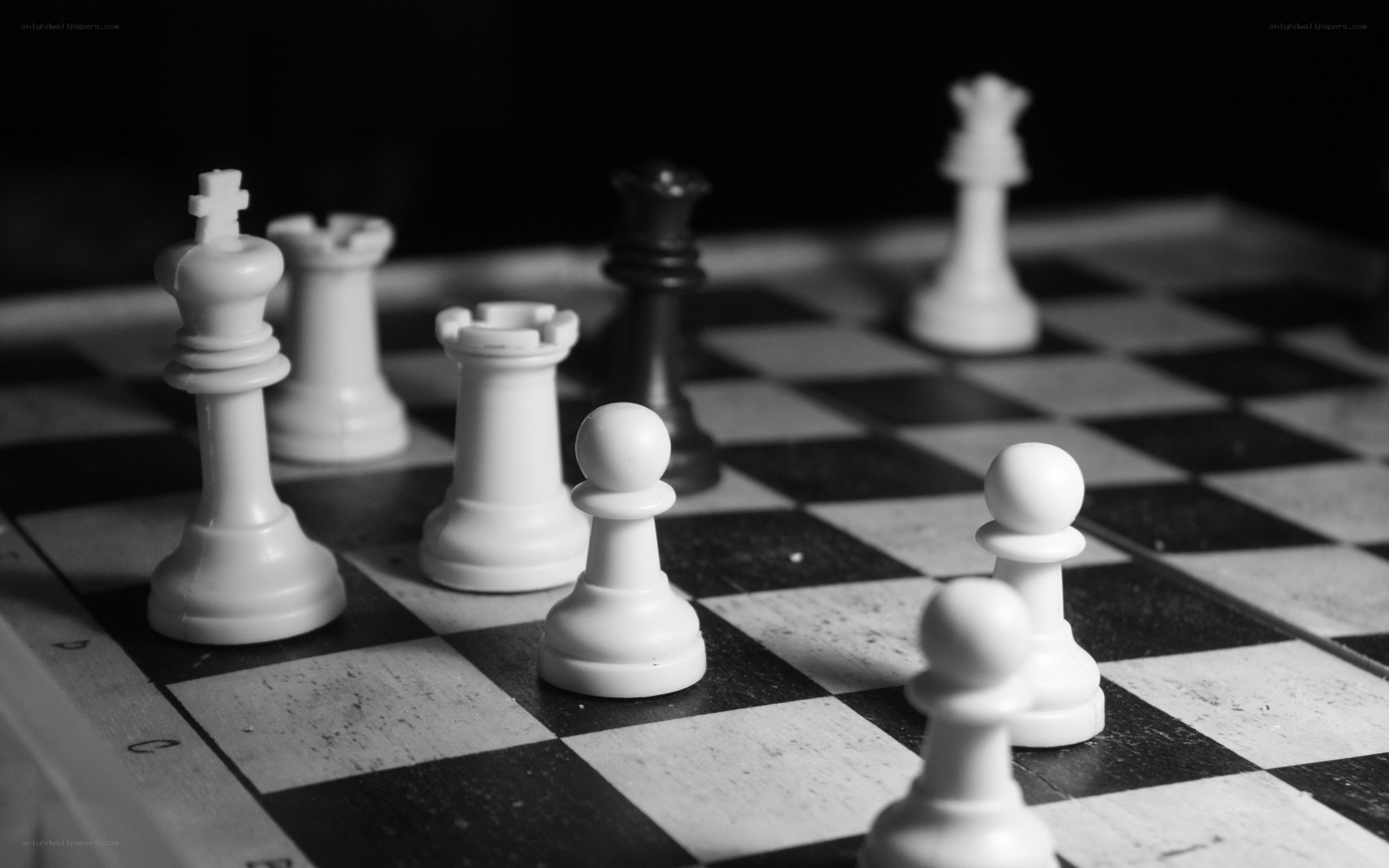 Chess pieces on a board