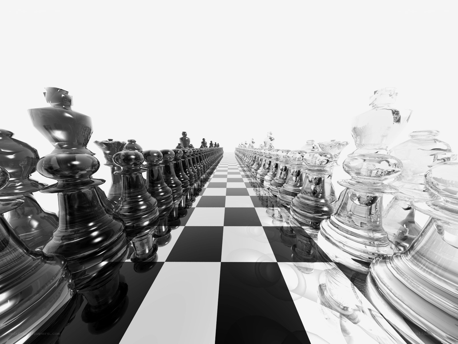 Chess pieces on a checkered board
