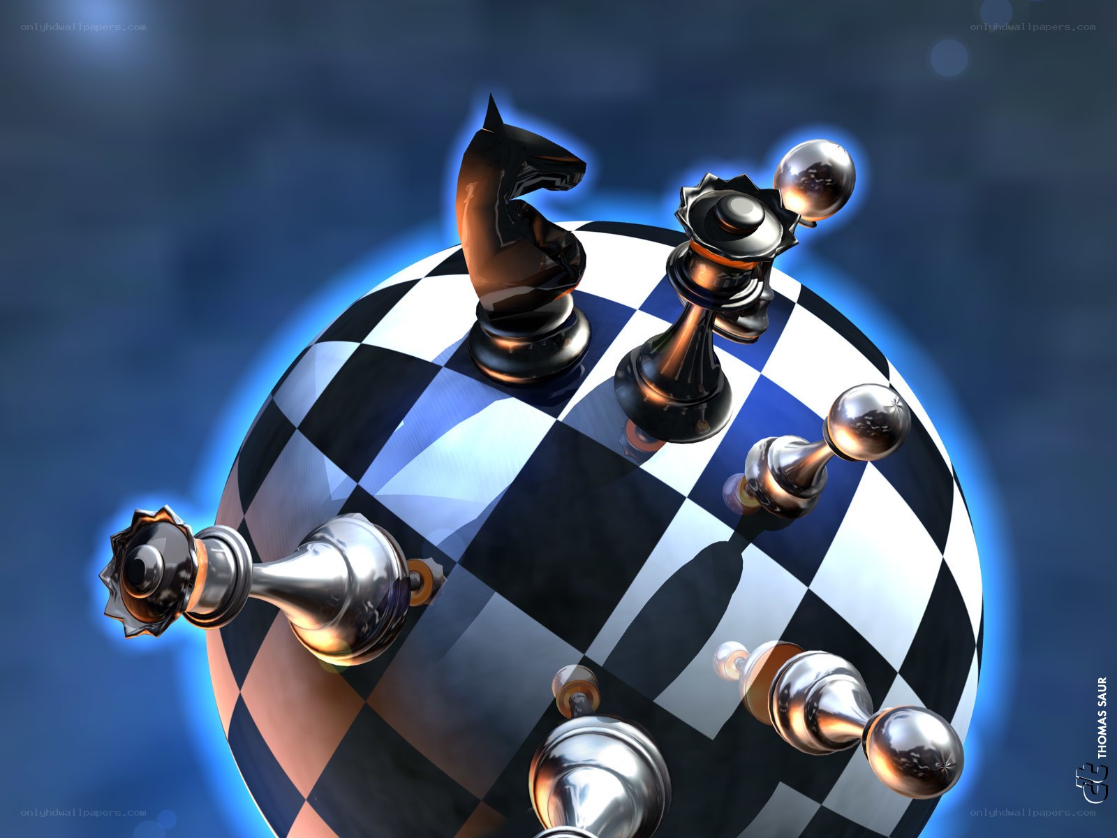 Chess pieces on a globe
