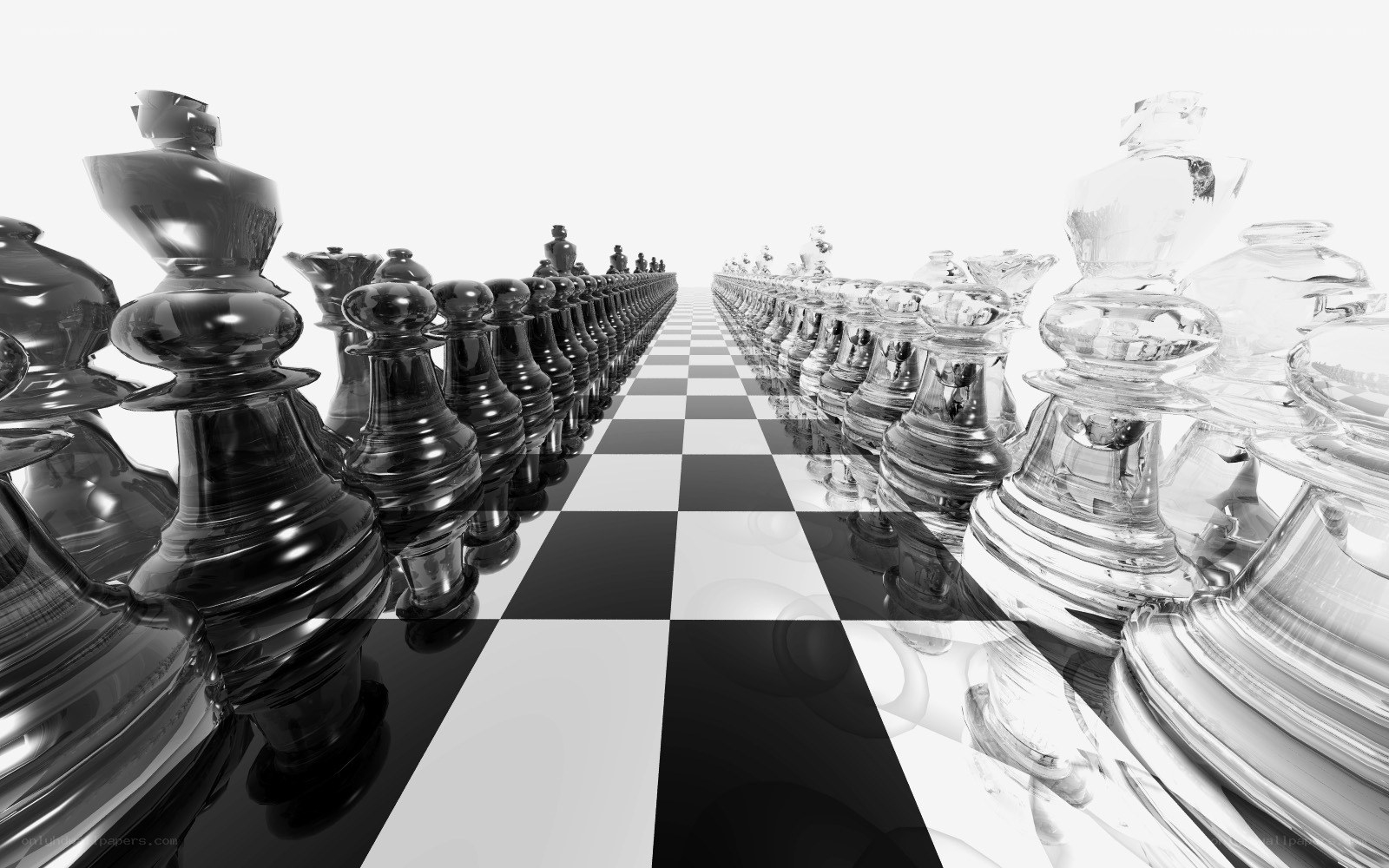Chess pieces on a long board