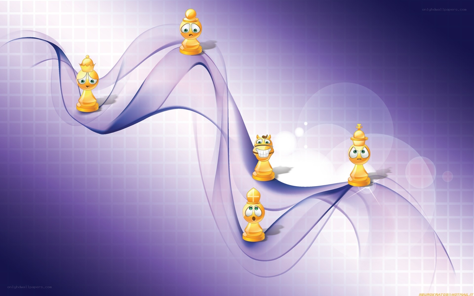 chess pieces on a wavy path