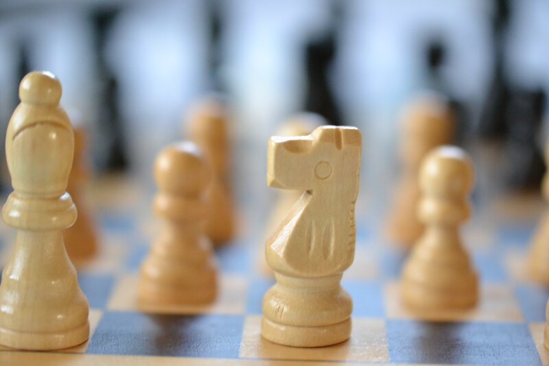 Chess Pieces on Board — Beige