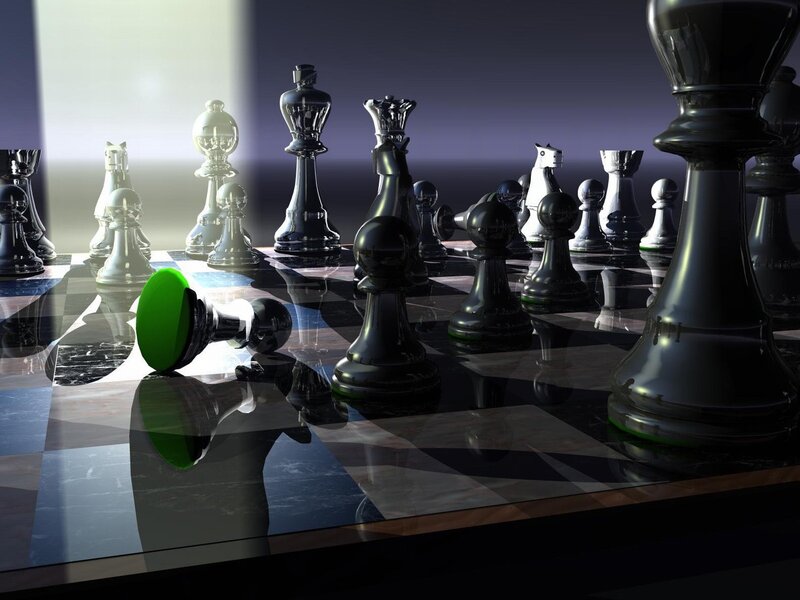 Chess Pieces on Board — Black, Dramatic, 3d Render, Chessboard, King, Queen, White