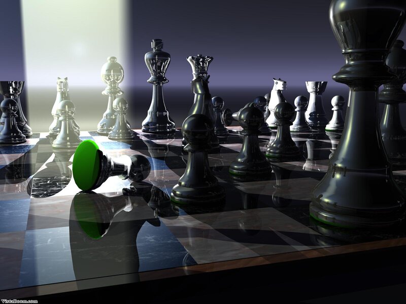 Chess Pieces on Board — Black, Dramatic, 3d Render, Chessboard, King