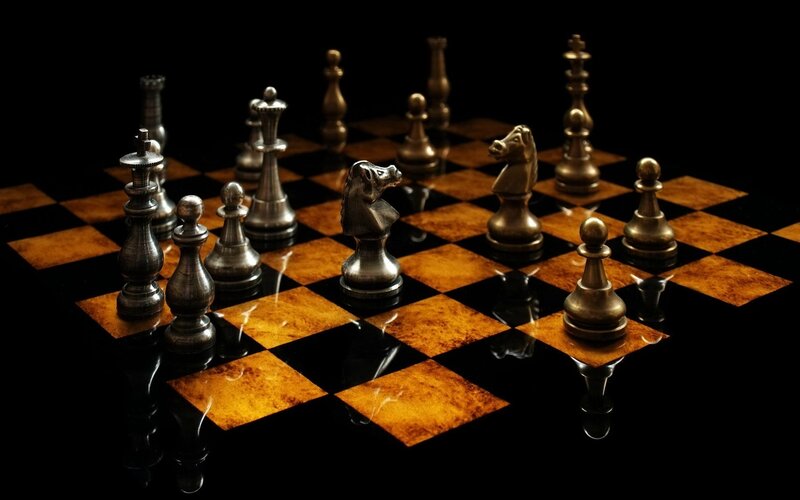 Chess Pieces on Board — Black, Dramatic, Photograph, Chessboard, Lighting