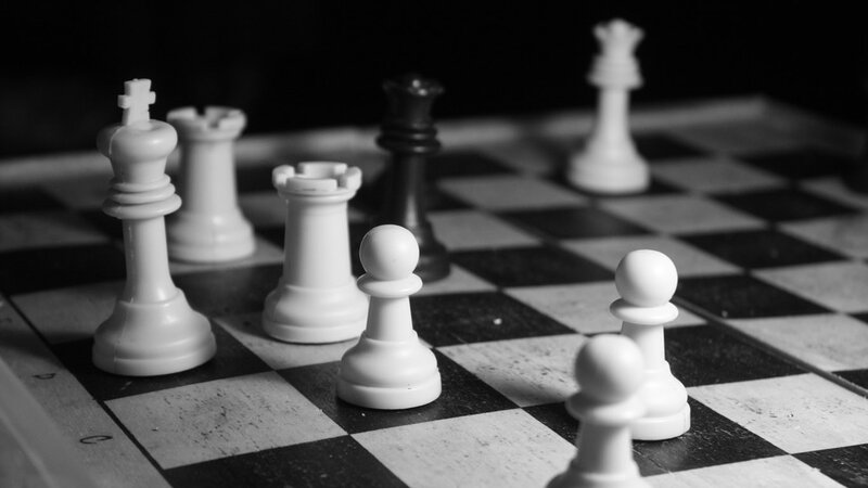 Chess Pieces on Board — Black, Dramatic, Photograph, Chessboard, Pawns