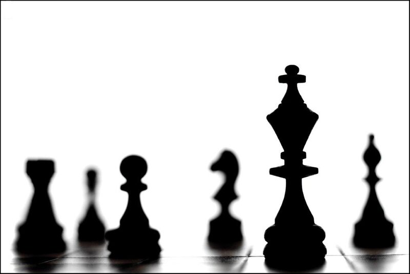 Chess Pieces on Board — Black, Dramatic, Photograph, Chessboard