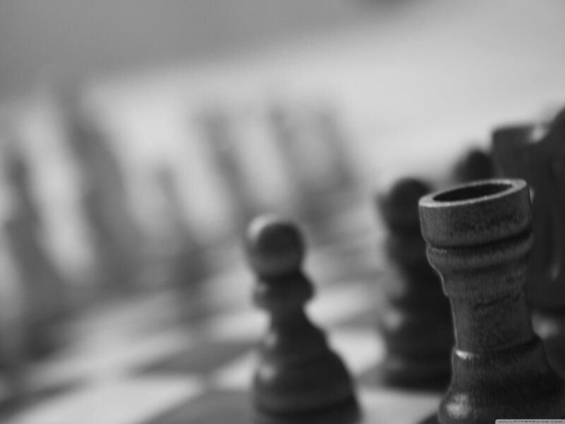 Chess Pieces on Board — Black, Focused, Photograph