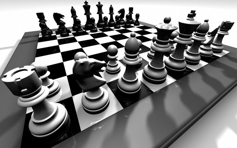 Chess Pieces on Board — Black, Neutral, 3d Render