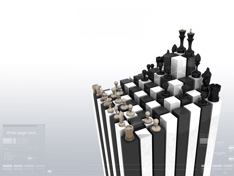 Chess Pieces on Board — Black, Neutral