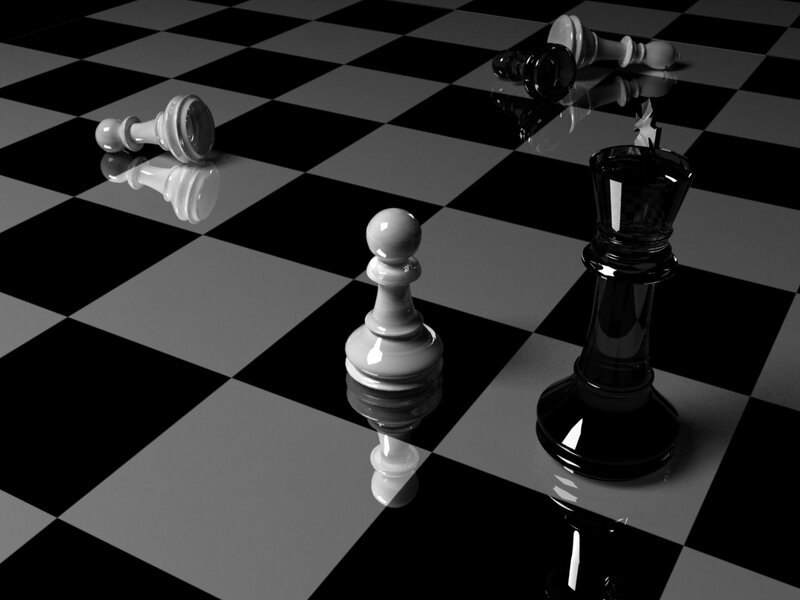 Chess Pieces on Board — Black