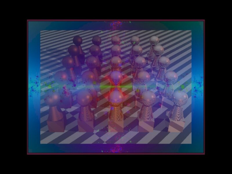 Chess Pieces on Board — Blue, Abstract