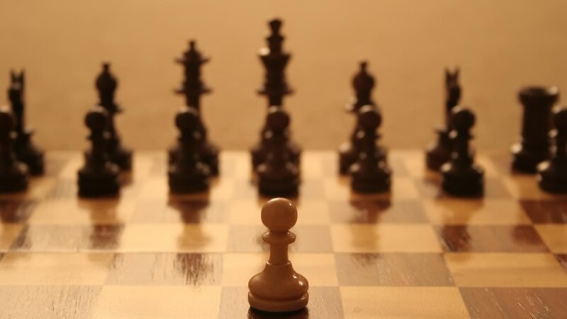 Chess Pieces on Board — Brown, Dramatic, Photograph, Chessboard