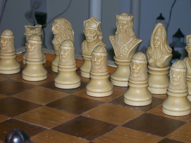 Chess Pieces on Board — Brown, Neutral