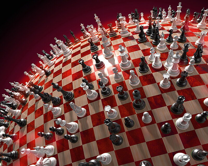 Chess Pieces on Board — Red