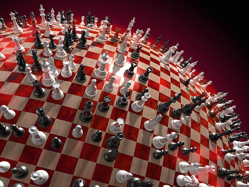 Chess Pieces on Curved Board