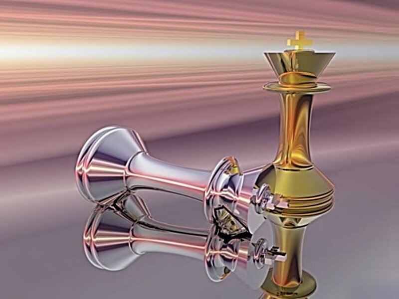 Chess Pieces on Reflective Surface