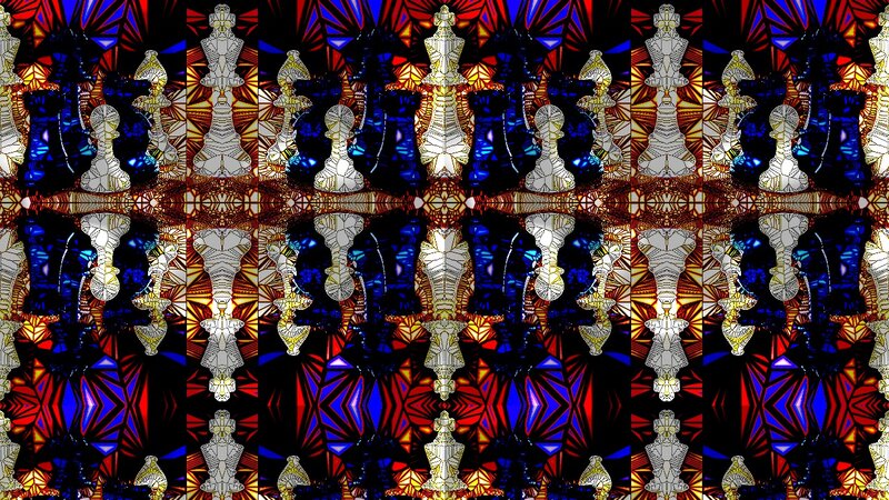 Chess Pieces on Stained Glass