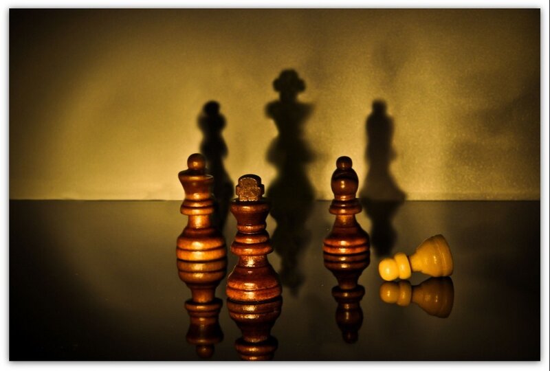 Chess Pieces on Table — Brown
