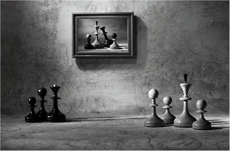 Chess Pieces on Table