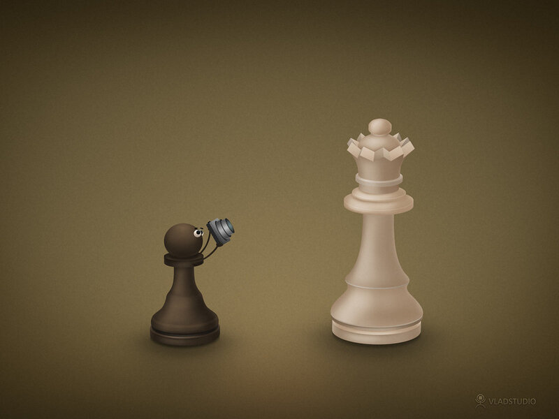Chess Pieces with Camera — Brown