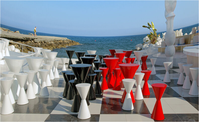 Chess set by the sea