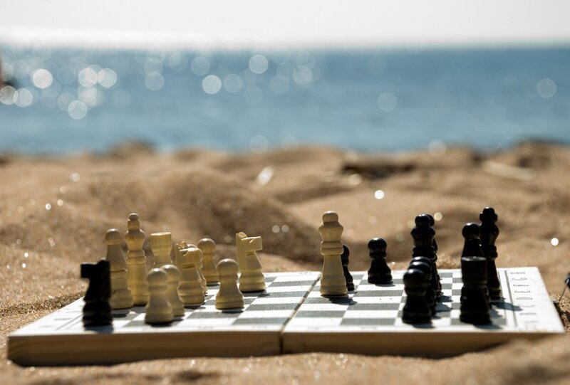Chess Set on Beach